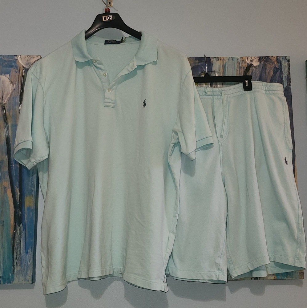 Polo-Ralph Lauren Short Set, 2XB, Teal/Aqua